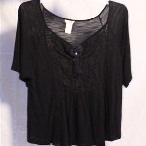 Black Embroidered Flowy Blouse